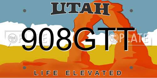 908GTT Utah License Plate