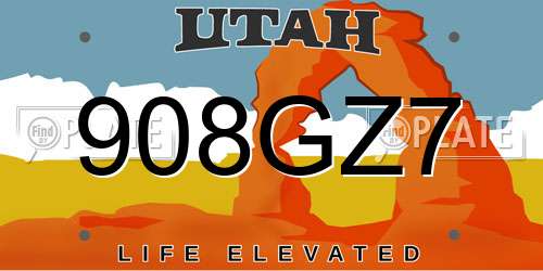 908GZ7 Utah License Plate