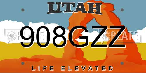 908GZZ Utah License Plate