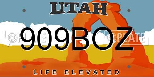 909BOZ Utah License Plate