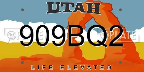 909BQ2 Utah License Plate