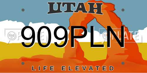 909PLN Utah License Plate