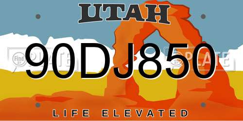 90DJ850 Utah License Plate