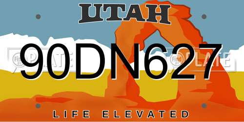 90DN627 Utah License Plate