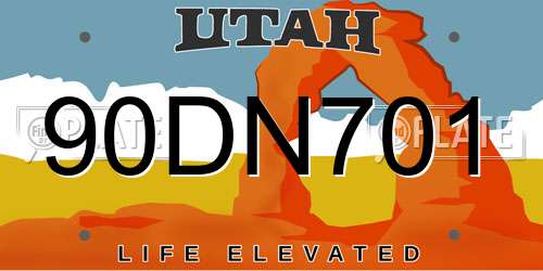 90DN701 Utah License Plate