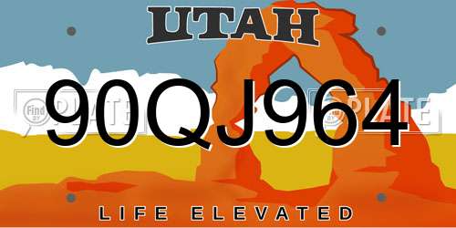 90QJ964 Utah License Plate