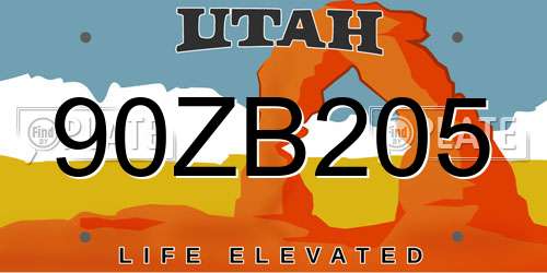 90ZB205 Utah License Plate