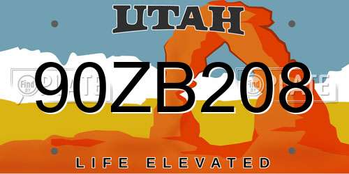 90ZB208 Utah License Plate
