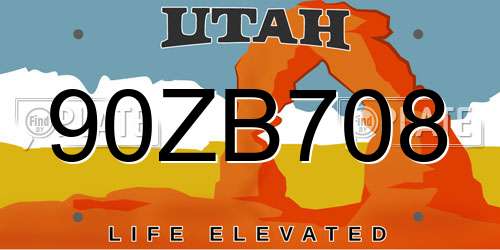 90ZB708 Utah License Plate