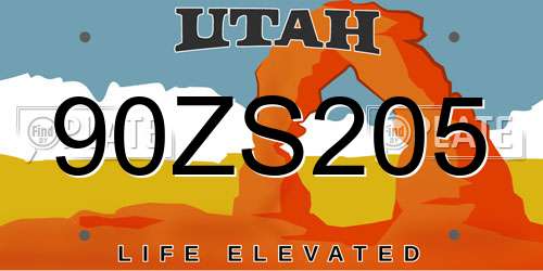 90ZS205 Utah License Plate