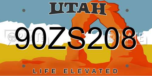 90ZS208 Utah License Plate