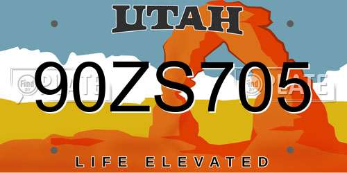 90ZS705 Utah License Plate