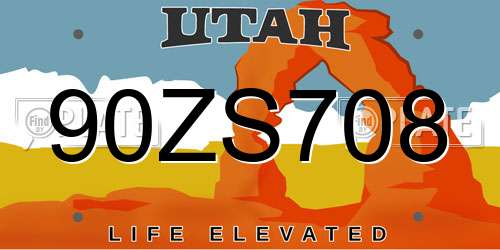 90ZS708 Utah License Plate