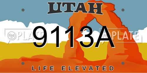 9113A Utah License Plate