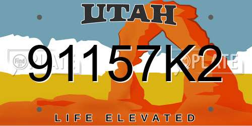 91157K2 Utah License Plate
