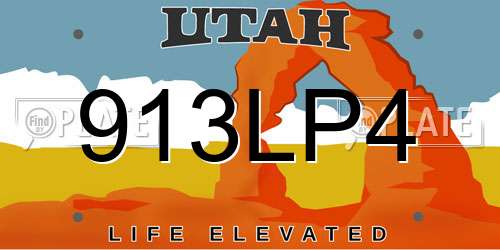 913LP4 Utah License Plate
