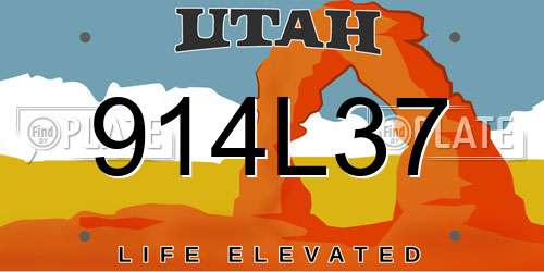 914L37 Utah License Plate