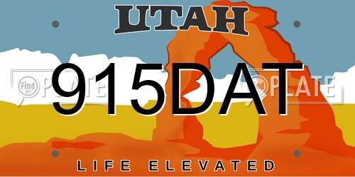 915DAT Utah License Plate
