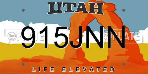 915JNN Utah License Plate