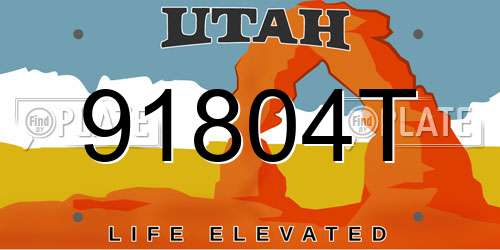 91804T Utah License Plate