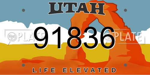 91836 Utah License Plate