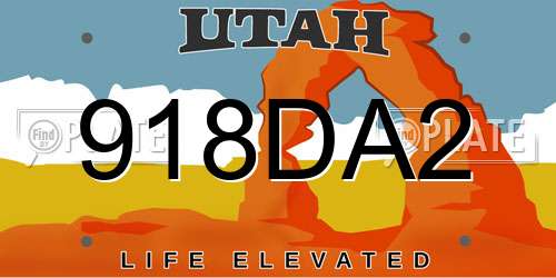 918DA2 Utah License Plate