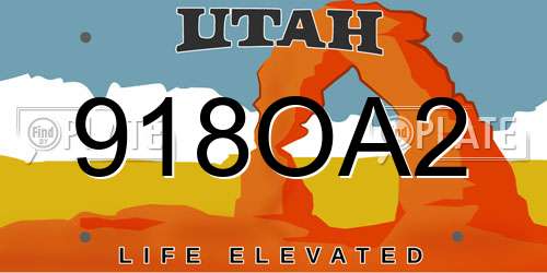 918OA2 Utah License Plate