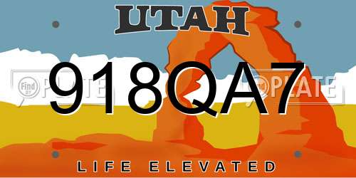 918QA7 Utah License Plate