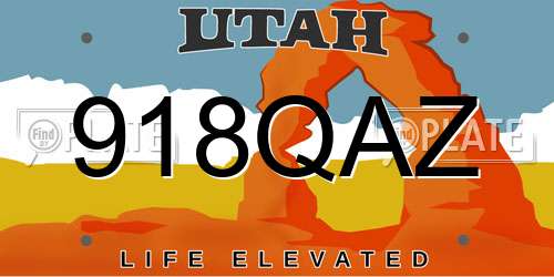 918QAZ Utah License Plate