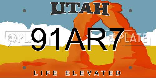91AR7 Utah License Plate
