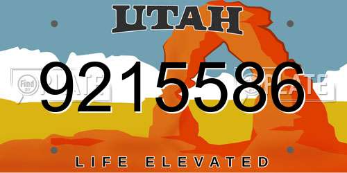 9215586 Utah License Plate