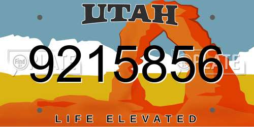 9215856 Utah License Plate