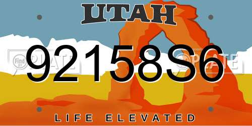 92158S6 Utah License Plate