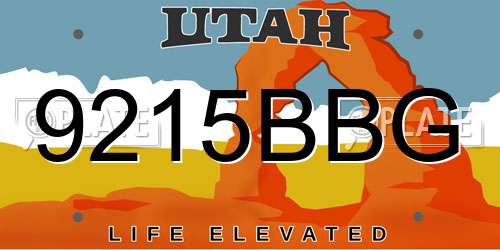 9215BBG Utah License Plate