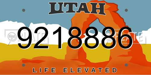 9218886 Utah License Plate
