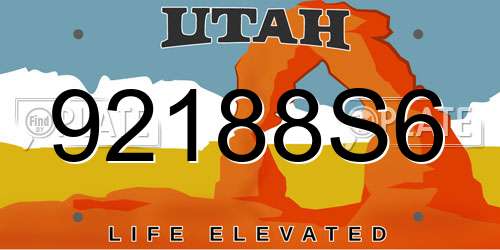 92188S6 Utah License Plate