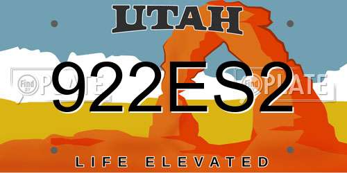 922ES2 Utah License Plate