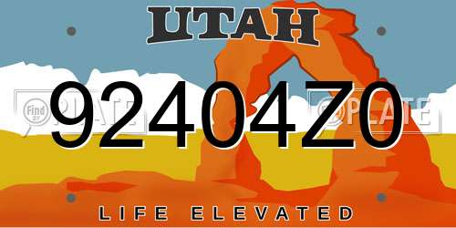 92404Z0 Utah License Plate