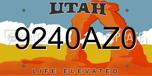9240AZ0 Utah License Plate