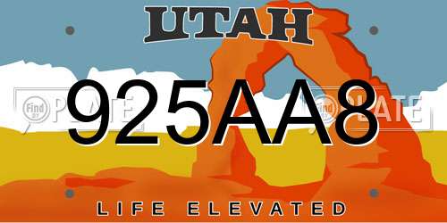 925AA8 Utah License Plate