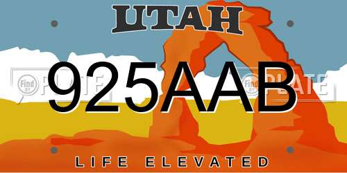 925AAB Utah License Plate