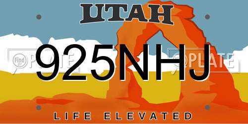 925NHJ Utah License Plate