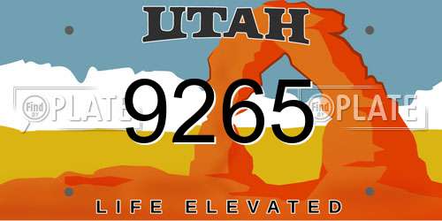 9265 Utah License Plate