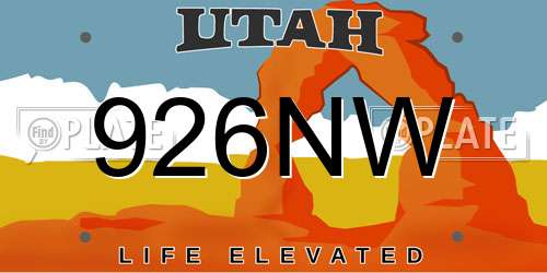 926NW Utah License Plate