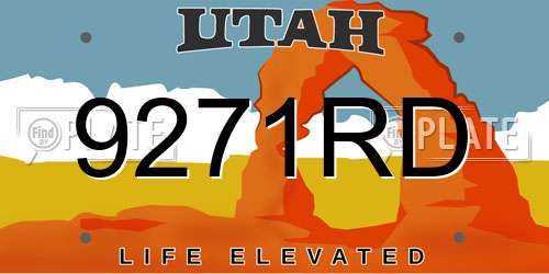 9271RD Utah License Plate