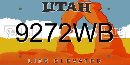 9272WB Utah License Plate