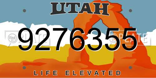 9276355 Utah License Plate