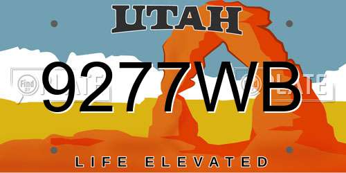 9277WB Utah License Plate