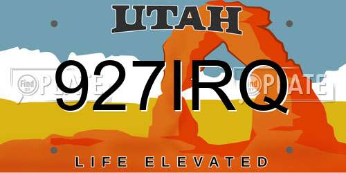 927IRQ Utah License Plate
