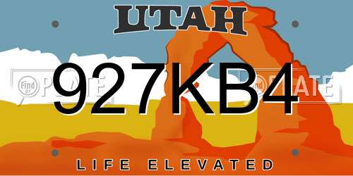 927KB4 Utah License Plate